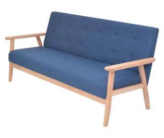 Комплект канапе, 2 части, плат, синьо