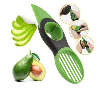Cutit special Pufo 3 in 1 pentru curatat si feliat avocado