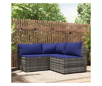 Σετ Επίπλων Κήπου 3 Τεμαχίων με Μαξιλάρια, Γκρι, Συνθετικό Ρατάν