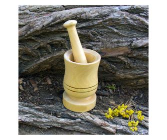 Fa Mozsár és Törő – Kézműves Fűszermalom és Habaró Készlet