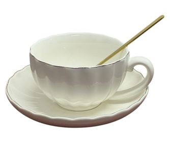 Set Ceasca, Farfurie si Lingurita, STYLE Alb