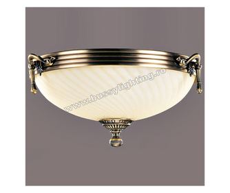 Omega mennyezeti lámpa, 33 cm átmérőjű, klasszikus design, antikolt bronz bevonat, krém színű lámpabúra - Bussy Lighting 3035-52