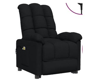 Fotel za masažu s podizanjem crni tekstil