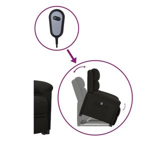 Zložljiv fotelj s dvigom, črn, tekstil