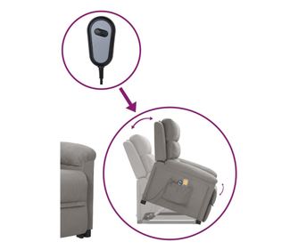 Sedežna masaža z dvigom, svetlo siva, tekstil