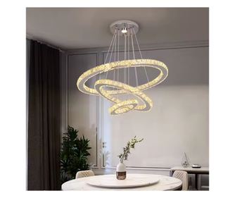 Greelustr Candelabru led HQ-246-W, candelabru modern de sufragerie din cristal cu 3 setari lumini, pandantiv nordic, 3 segmente