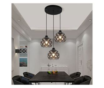 Candelabru Greelustr HQ-NYDDY3H, oțel și cristal, modern, negru