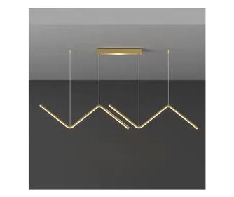 Candelabru LED Greelustr HQ-W001-J-H, Modern Aur Minimalist Zigzag Aliaj de Aluminiu, Lumină Bucătărie, 120*90cm, Ajustabil, 2 L