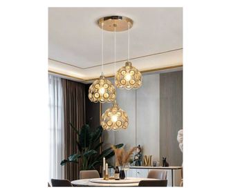 Candelabru Greenlustr HQ-NYDDY3J, oțel și cristal, auriu