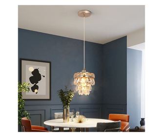 Candelabru Greelustr HQ-SG03, Candelabru cu petale de cristal cu bec E27, pentru bucătărie, hol, dormitor, oțel + cristal