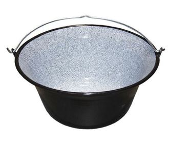 Emajlirani lonac s čeličnom ručkom, 0,8 L, 16 cm, crni