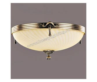 Omega mennyezeti lámpa, 43 cm átmérőjű, klasszikus design, antik bronz bevonat, krém színű lámpabúra - Bussy Lighting 3035-52-45