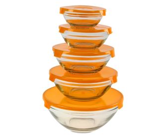 Set 5 boluri Florina, sticla, capac plastic, 9-17 cm