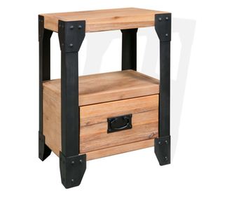 Noćni ormarić Masivno drvo bagrema Čelik 40x30x54 cm