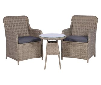 Bistro set s jastucima, 3 dijela, smeđa, poliratan