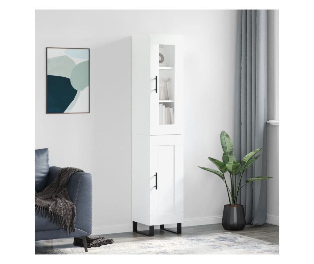 Magas, fehr szekrny, 34,5x34x180 cm, feldolgozott fa