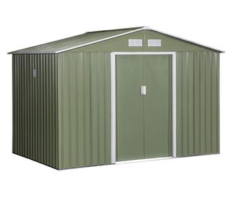 Градински навес/склад за инструменти, с включена базова структура, стомана и PP, цвят каки, 277x195x192 см