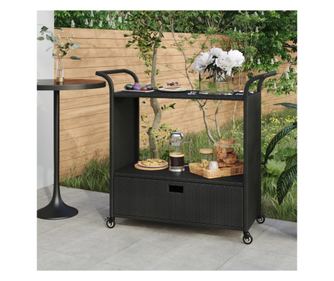 Barni voziček s predalom, črn, 100x45x97 cm, poliratan