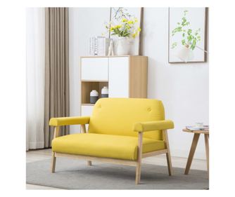2 személyes textil kanapé, sárga