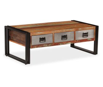 Stolić za kavu s 3 ladice, 100x50x35 cm, reciklirano masivno drvo