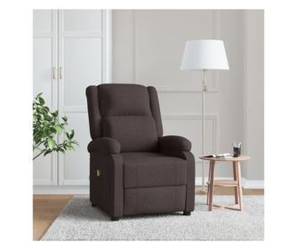 Masazni fotelj, visok naslon, rjav, tekstil