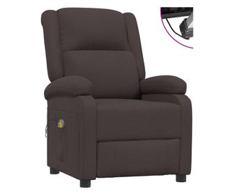 Masazni fotelj, električni, zložljiv, temno rjav, tekstil