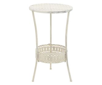 Bistro miza vintage stila, kovinska, okrogla, 40 x 70 cm, bela
