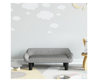 Otroška kavč, svetlo siva, 70x40x24 cm, žamet