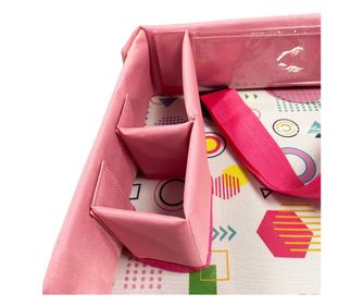 Přenosný dětský stolek do auta, s kapsami - pink