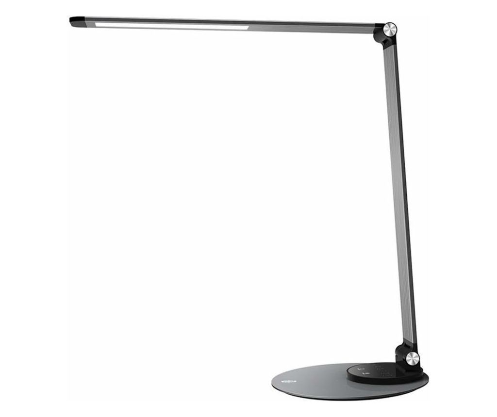 Lampa LED de birou TaoTronics TT-DL22, 10W, 550 lm, 6 Niveluri de Luminozitate, Incarcare USB, Control Touch Negru, Clasa energe