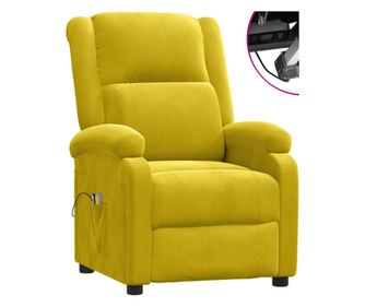 Električni zložljiv masažni fotelj, rumen, žamet