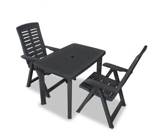 Set mobilier bistro, 3 piese, antracit, plastic