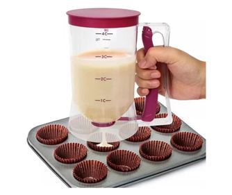 Dispenser de Aluat pentru Prajituri, Cyrax, din Plastic, Maner cu Arc, 900 ml, 18.5 x 11 cm, Rosu