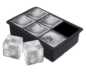 Forma pentru Gheata, Cyrax, 6 Forme Patrate cu Capac, din Silicon, 17 x 12 x 6 cm, Negru