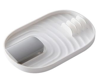 Suport Pliabil, Cyrax, pentru Capace, Linguri, Multifunctional, Plasare pe Blatul de Bucatarie, 11.5 x 18 x 2.2 cm, Alb