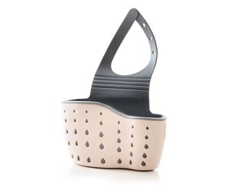 Suport Scurgere pentru Burete si Laveta de Vase Bucatarie, Cyrax, Roz, Curea Reglabila, Plastic Flexibil, 15x 5x 21cm