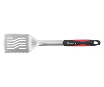 Klausberg KB 7899 BBQ Eszközkészlet, 3 darab, Fogó, Villa, Spatula, Akasztólyuk, Rozsdamentes acél, Fekete/Piros