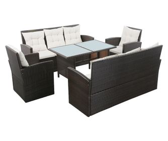 Set mobilier de grădină cu perne, 5 piese, maro, poliratan