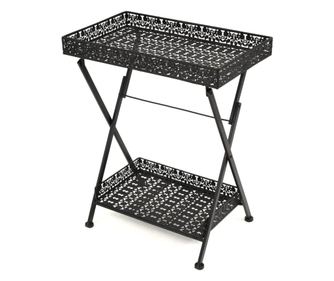 Sklopivi vintage crni stolić za čaj 58x35x72 cm metal