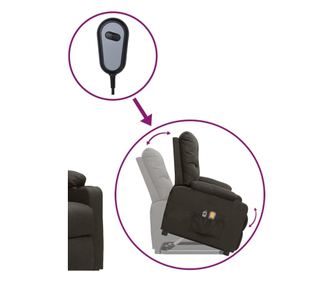 Masažna fotelja s podizanjem, siva taupe, tkanina