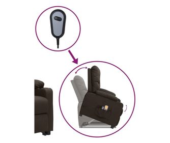 Fotel za masažu s podizanjem, tamnosmeđi, tekstil