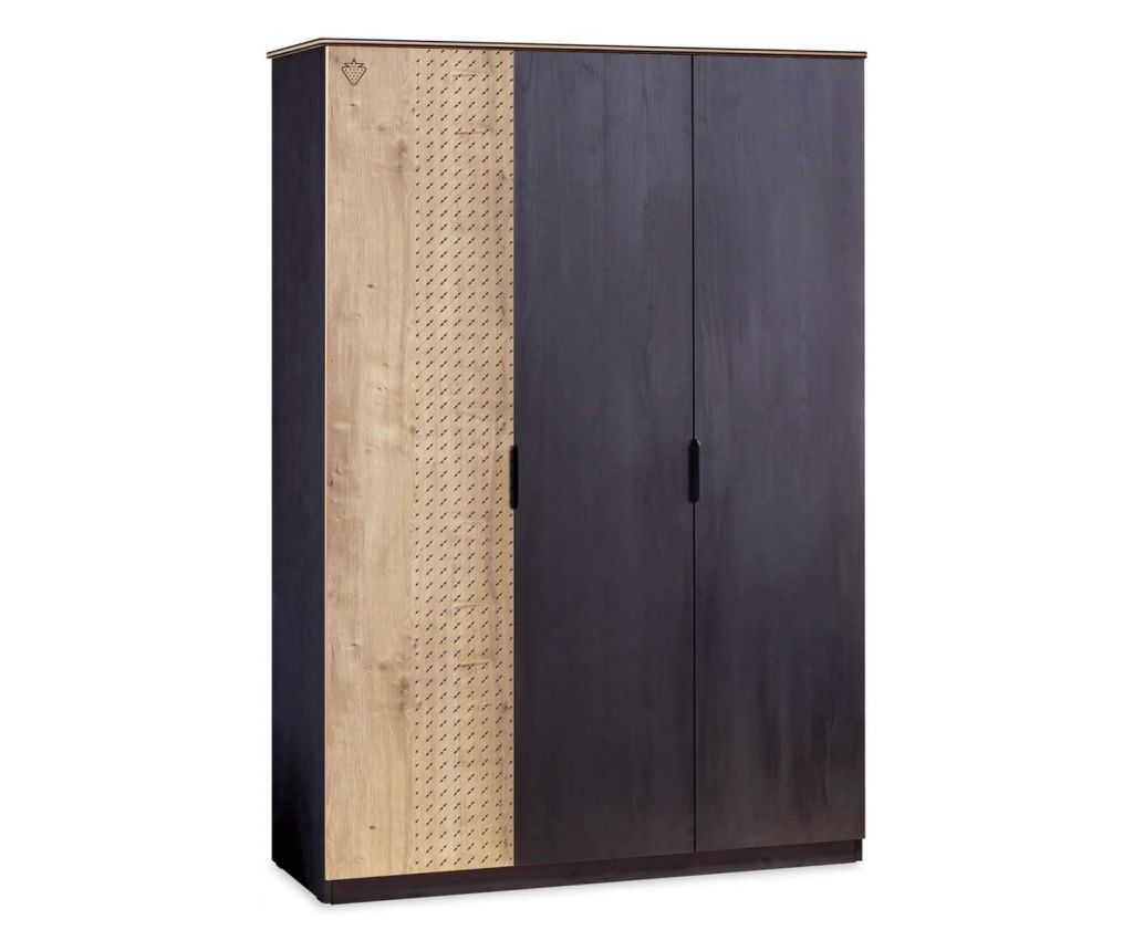 Black Collection 3-Door Wardrobe, 137x53x197cm