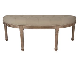 Καφέ ξύλινος πάγκος με μπεζ ύφασμα 125x41x48 εκ.