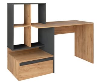 Eross íróasztal DTD arany kézműves tölgy grafit 145x51,6x111,5 cm