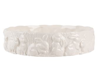 Bela keramična skleda z zajčki 20x5 cm
