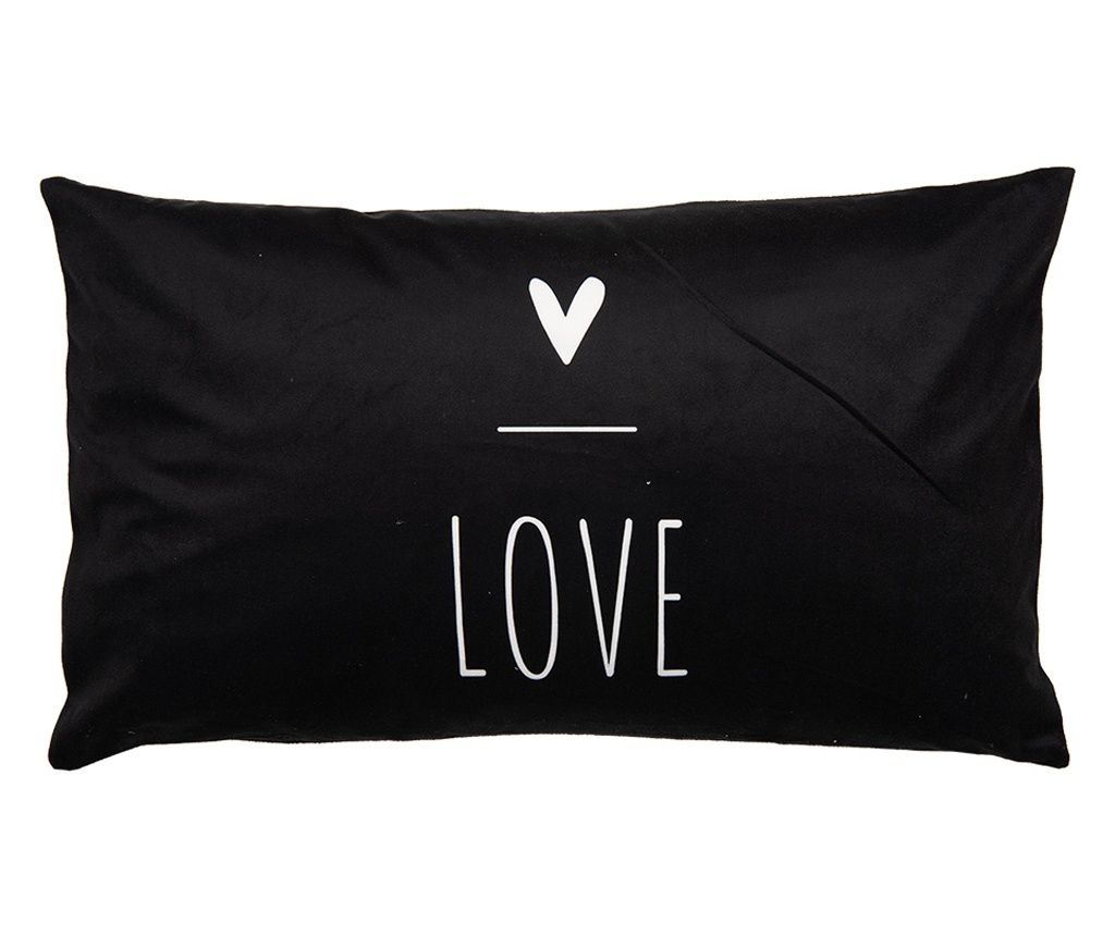 Decorative Pillowcase, Black and White Heart, 30x50 cm