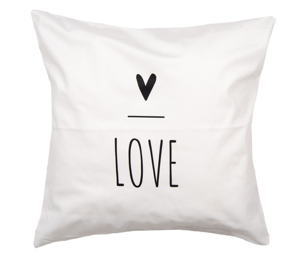 Okrasna prevleka za blazino, črno-bela ljubezenska oblika, 45x45 cm