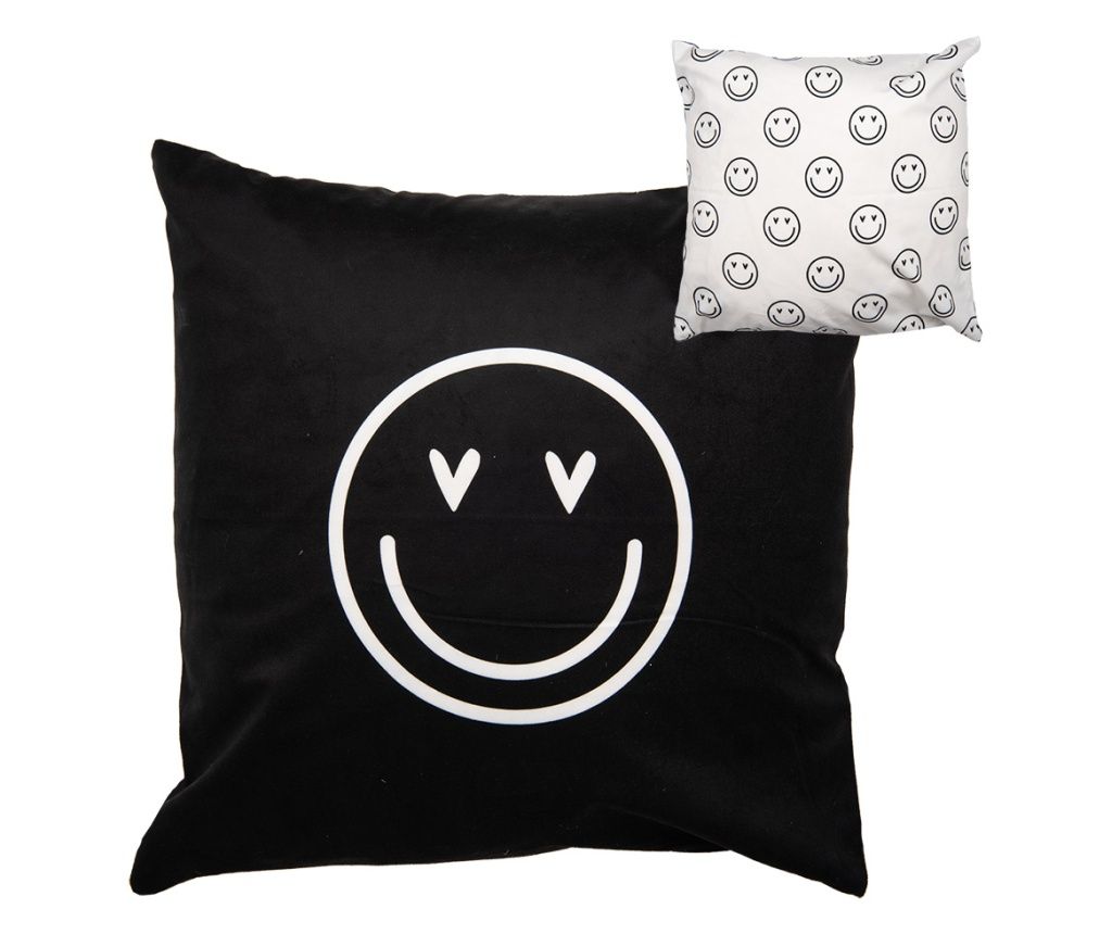 Smile Black and White Decorative Pillow Cover 45x45 cm