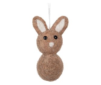 Fehér és barna szövet húsvéti nyuszi figura 7x6x12 cm