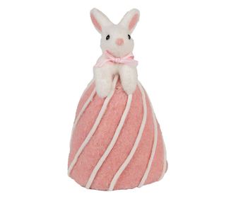 Fehér és rózsaszín textil húsvéti figura Ø 8x14 cm